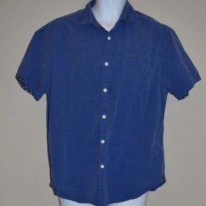 Blue Denim & Flower button down SH. Sleeved shirt